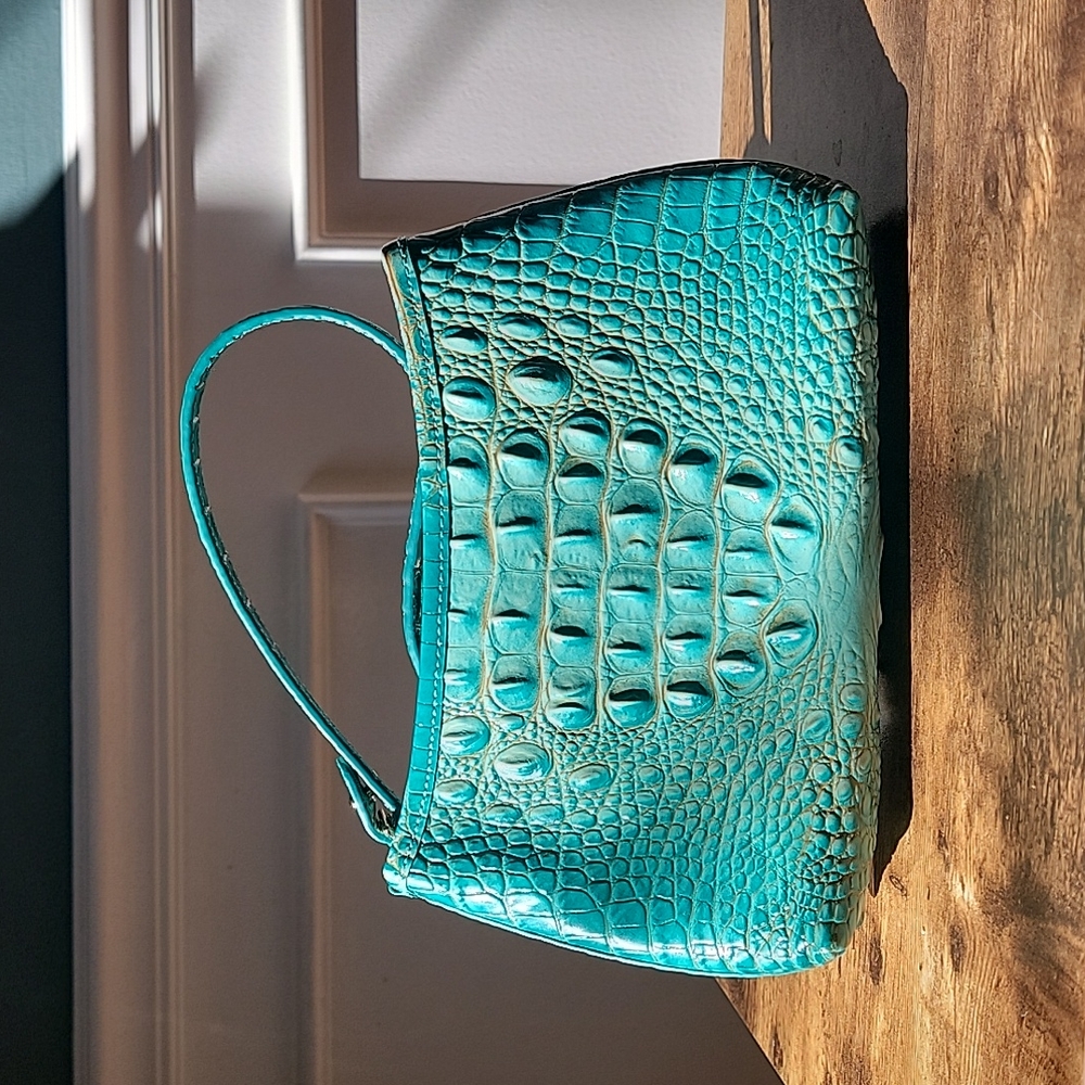 Brahmin teal blue shoulder bag with protector